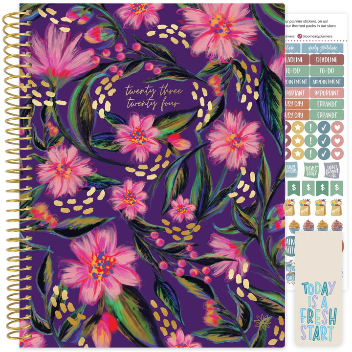 2023-24 Soft Cover Planner, 8.5" x 11", Fluorescent Floral
