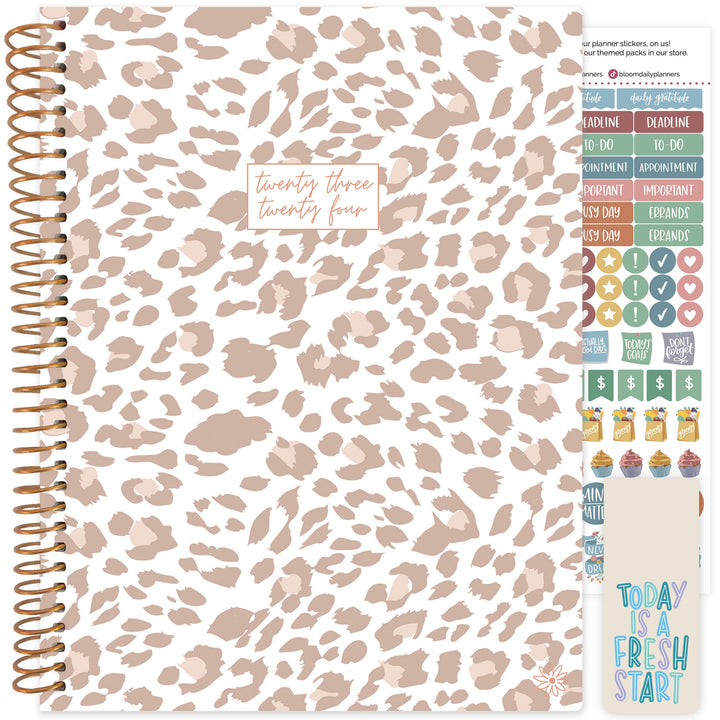 2023-24 Soft Cover Planner, 8.5" x 11", Tan Leopard