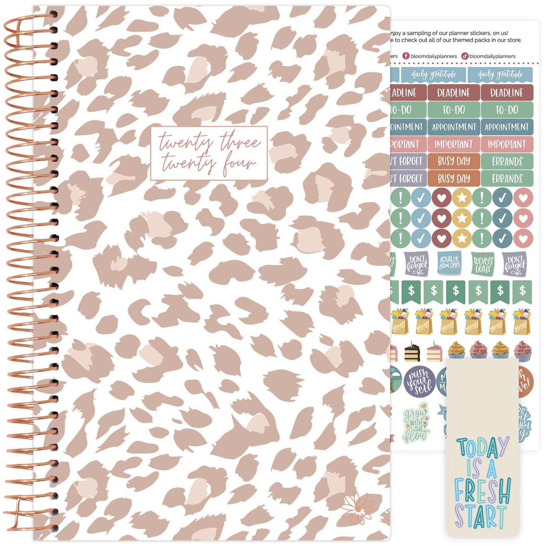 bloom 2023-24 Academic Year Soft Cover Planner, 5.5 x 8.25, Tan Leopard –  bloom daily planners