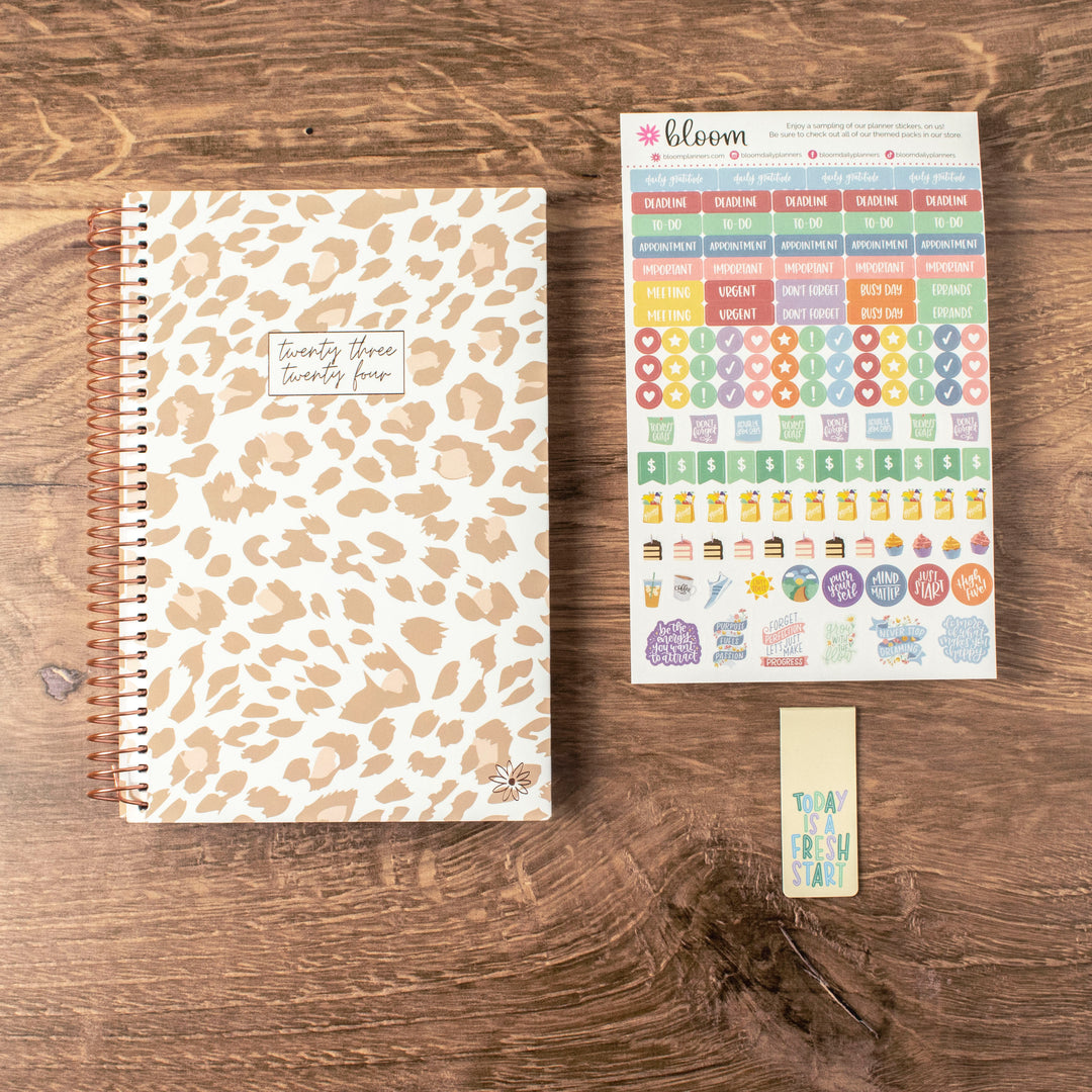 2023-24 Soft Cover Planner, 5.5" x 8.25", Tan Leopard
