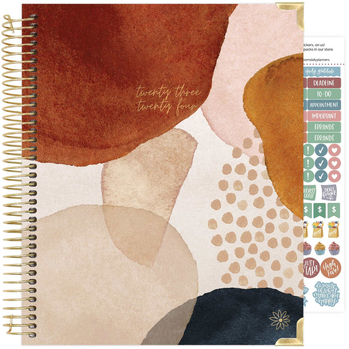 2023-24 Hard Cover Vision Planner®, 7.5" x 9", Earthy Abstract, Blue