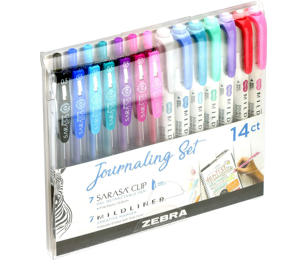 Zebra Pen Journaling and Lettering Set, Includes 6 Highlighters, 6 Brush  Pens, and 6 Sarasa Clip Retractable Gel Pens, Pastel Ink Colors, 18-Pack