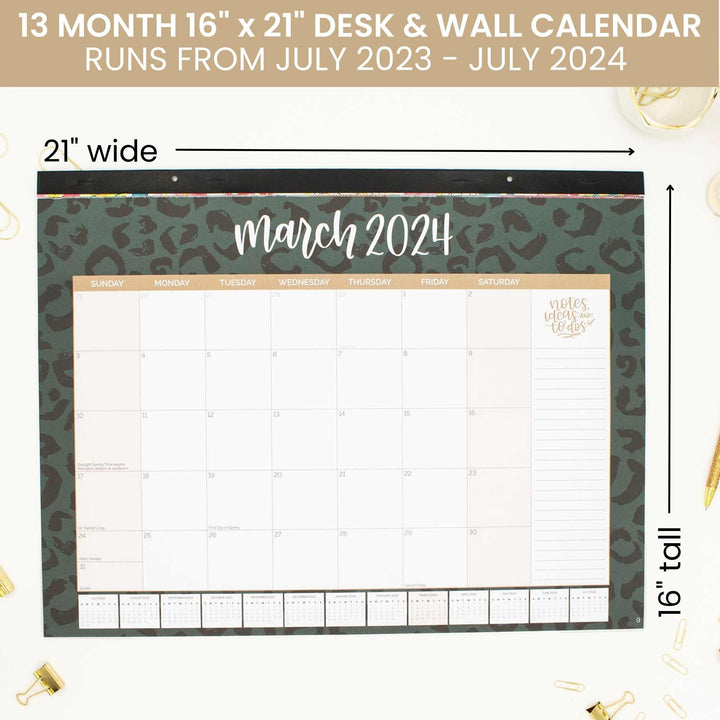 2023-24 Desk & Wall Calendar, 16" x 21", Seasonal