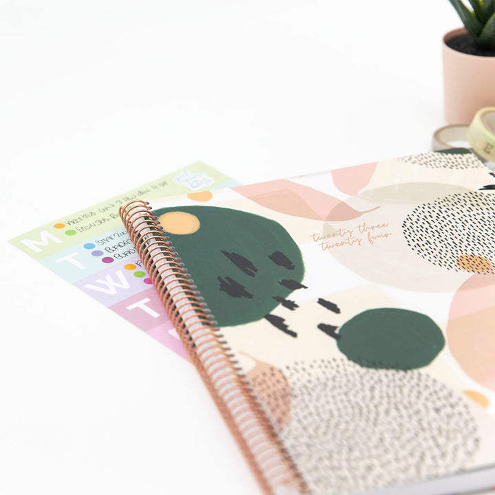 2023-24 Soft Cover Planner, 8.5" x 11", Modern Abstract, Green