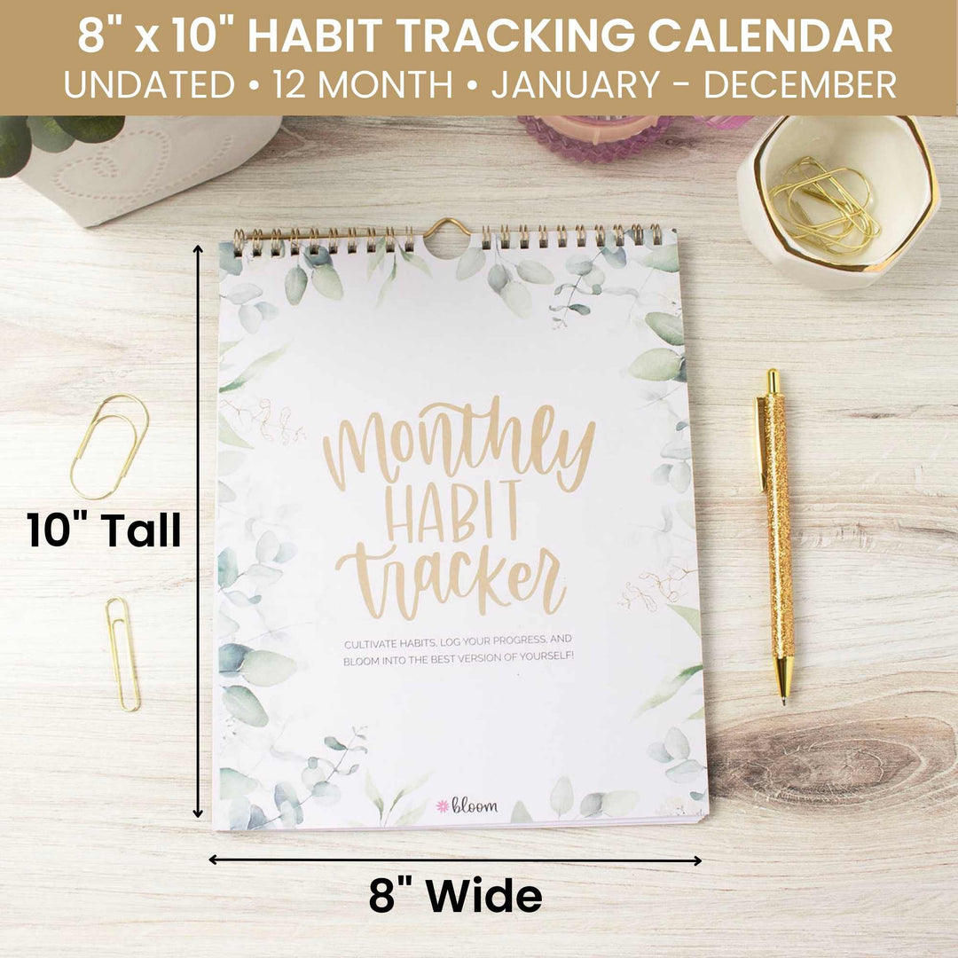 Habit Tracking Calendar, 8” x 10”, Greenery