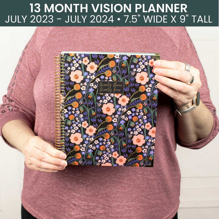 2023-24 Hard Cover Vision Planner®, 7.5" x 9", Poppy Meadow, Blue