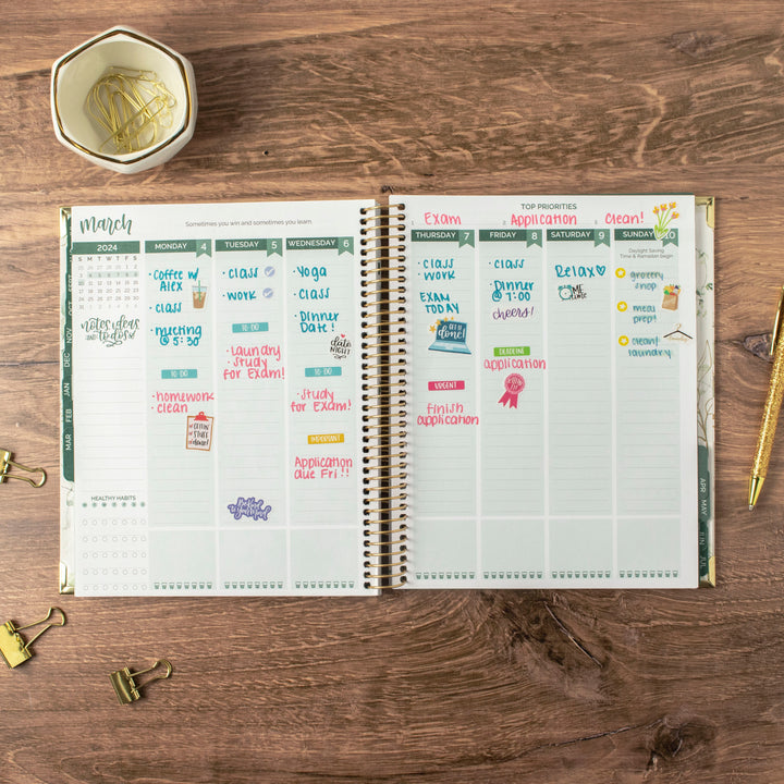 2023-24 Hard Cover Vision Planner®, 7.5" x 9", Poppy Meadow, Blue