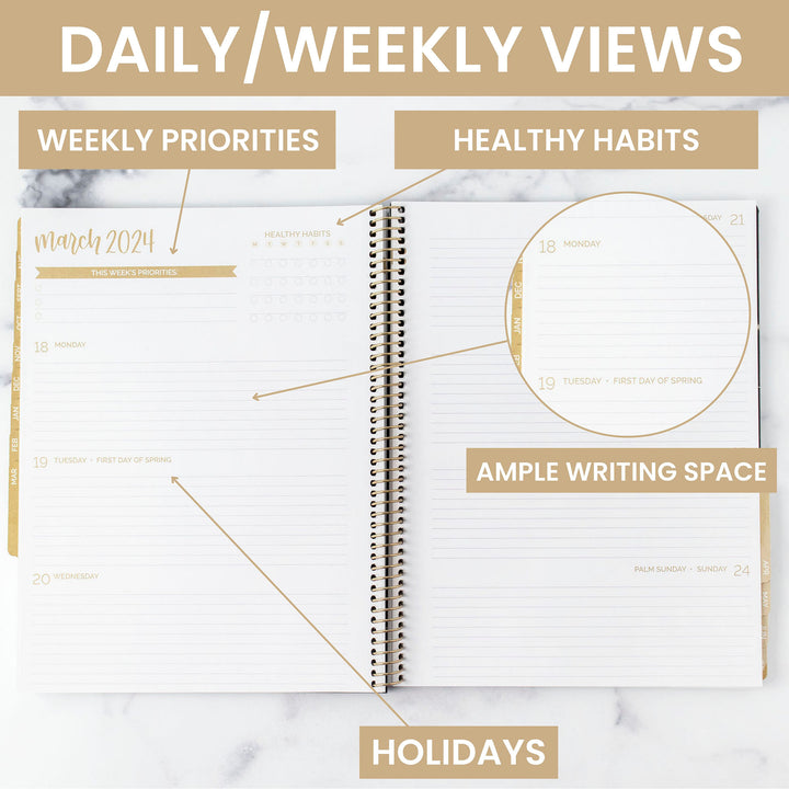 2023-24 Soft Cover Planner, 8.5" x 11", Earthy Abstract, Blue