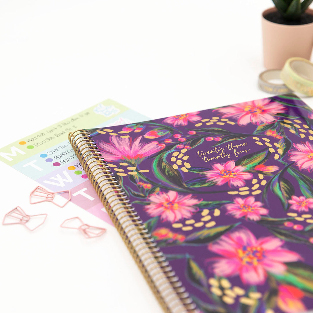 2023-24 Soft Cover Planner, 8.5" x 11", Fluorescent Floral