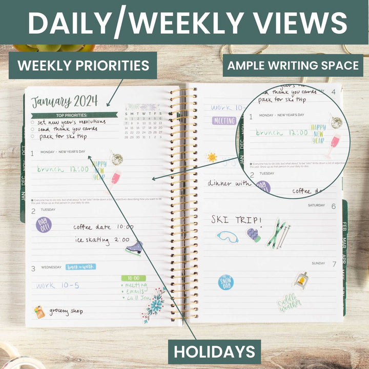 2023-24 Soft Cover Planner, 5.5" x 8.25", Fluorescent Floral