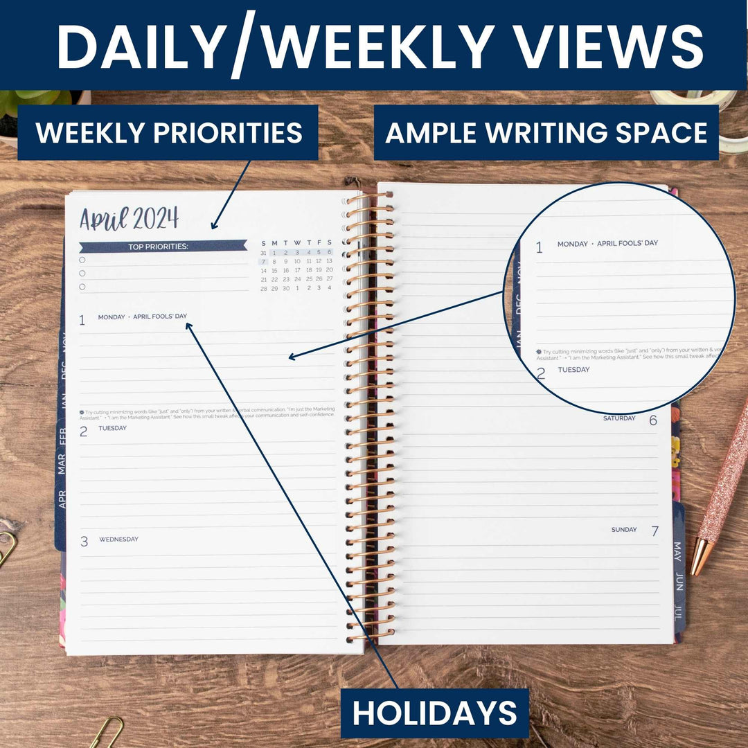 2023-24 Soft Cover Planner, 5.5" x 8.25", Modern Abstract, Navy