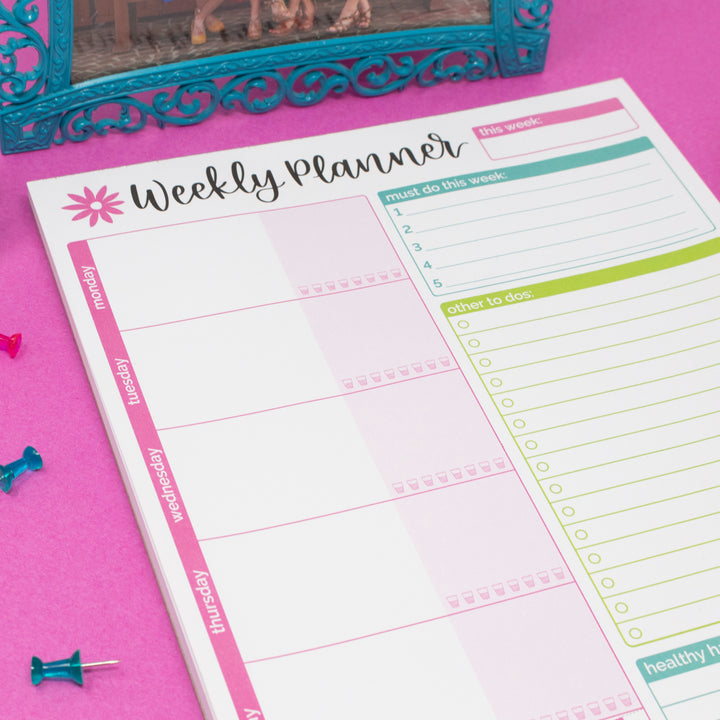 Planning Pad, 8.5" x 11", Weekly Planning System, Bloom
