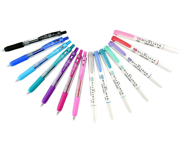 Zebra Mildliner & Gel Ink Pen Set, Assorted Colors, 14 Pack