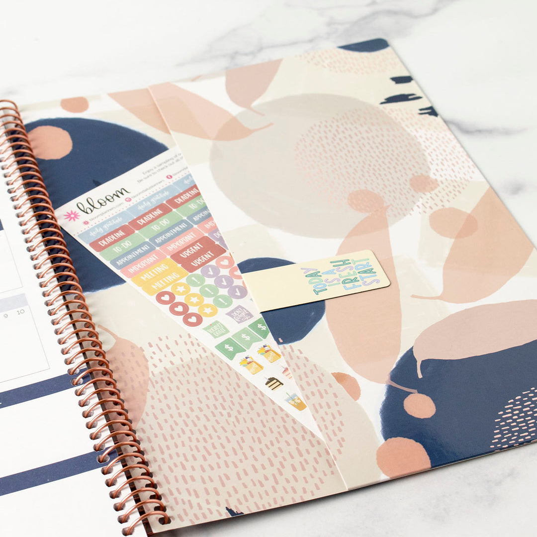 2023-24 Soft Cover Planner, 8.5" x 11", Modern Abstract, Navy
