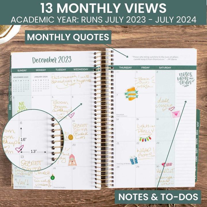 2023-24 Hard Cover Planner, 5.5" x 8.25", Eucalyptus