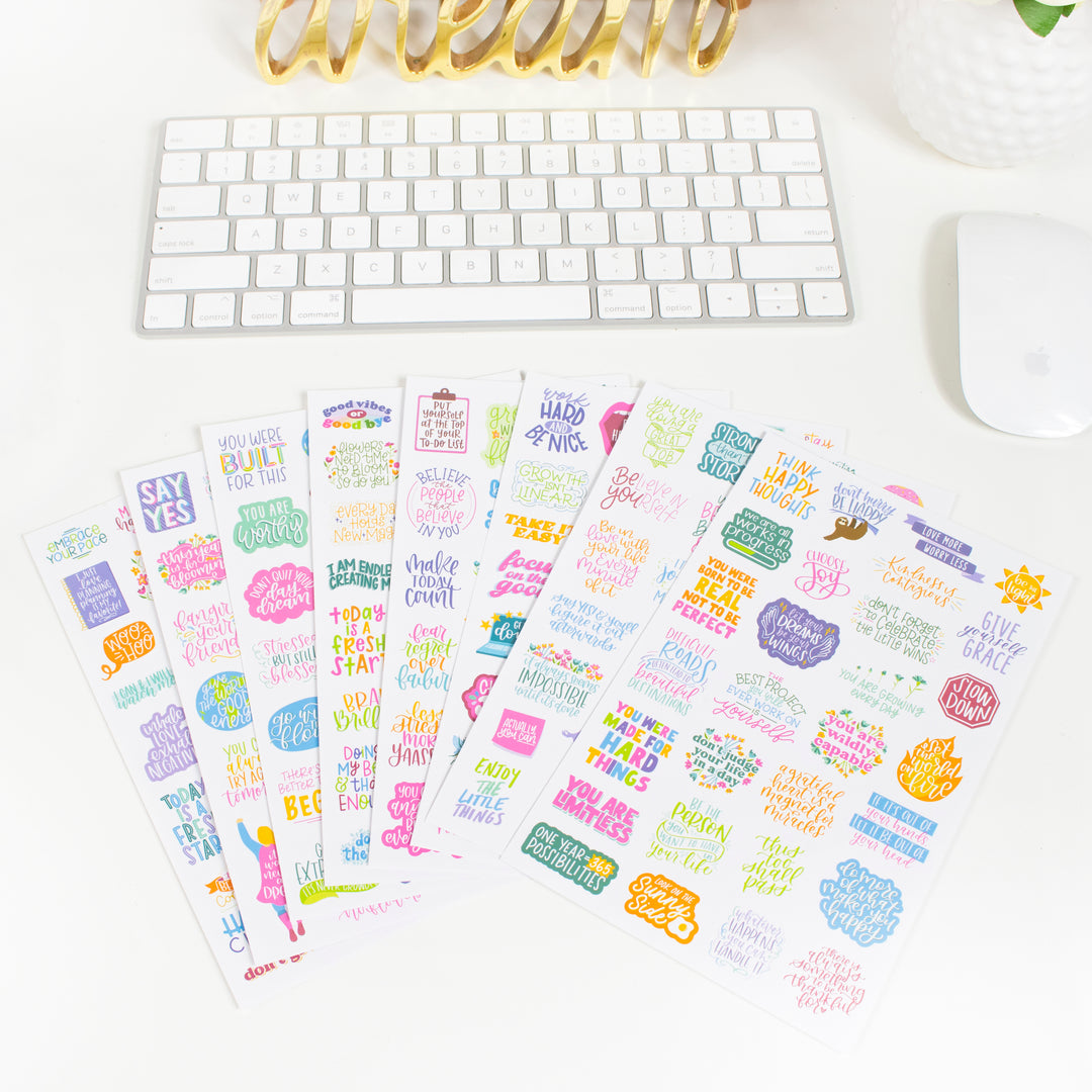 Bloom Daily Planners Sticker Sheets, Inspirational Quotes, Size: 4.75x8.25