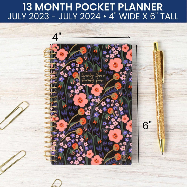 2023-24 Soft Cover Planner, 4" x 6", Poppy Meadow, Blue