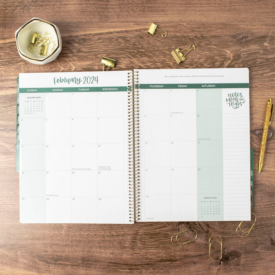 2023-24 Soft Cover Planner, 8.5" x 11", Boho Greenery