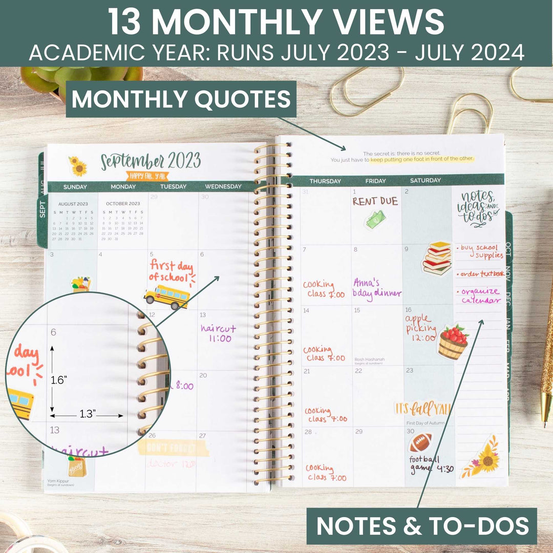 2023-24 Soft Cover Planner, 5.5" x 8.25", Fluorescent Floral