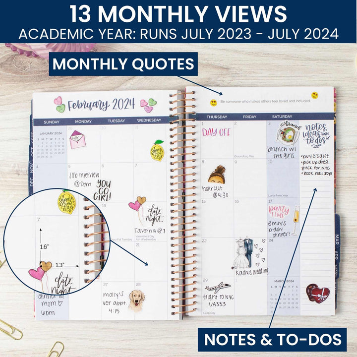 2023-24 Soft Cover Planner, 5.5" x 8.25", Modern Abstract, Navy