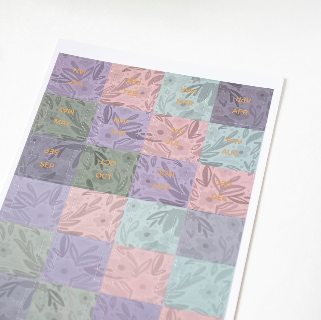 24 Piece Planner Tab Sticker Set, Jewel Floral
