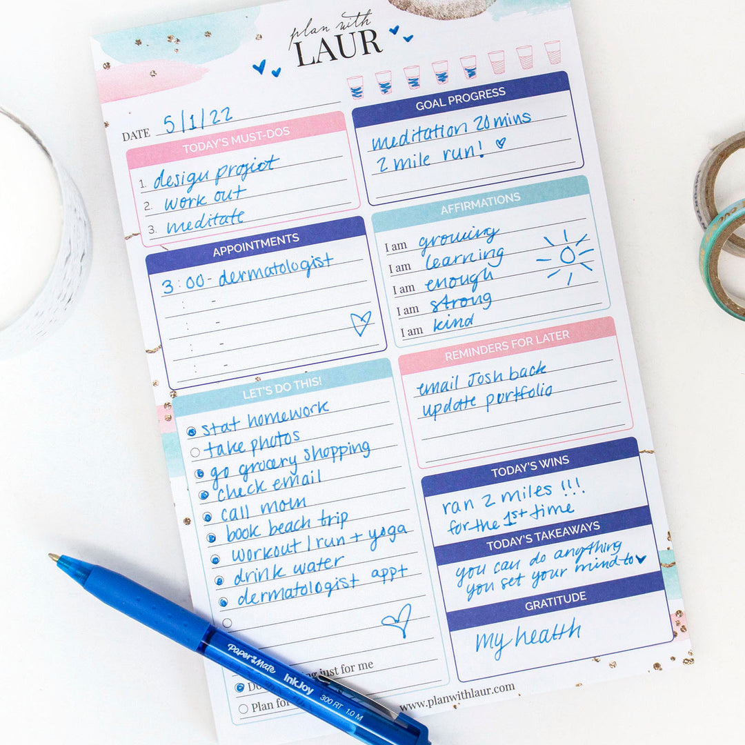 Planning Pad, 6" x 9", Double Sided Planning Pad, Plan with Laur