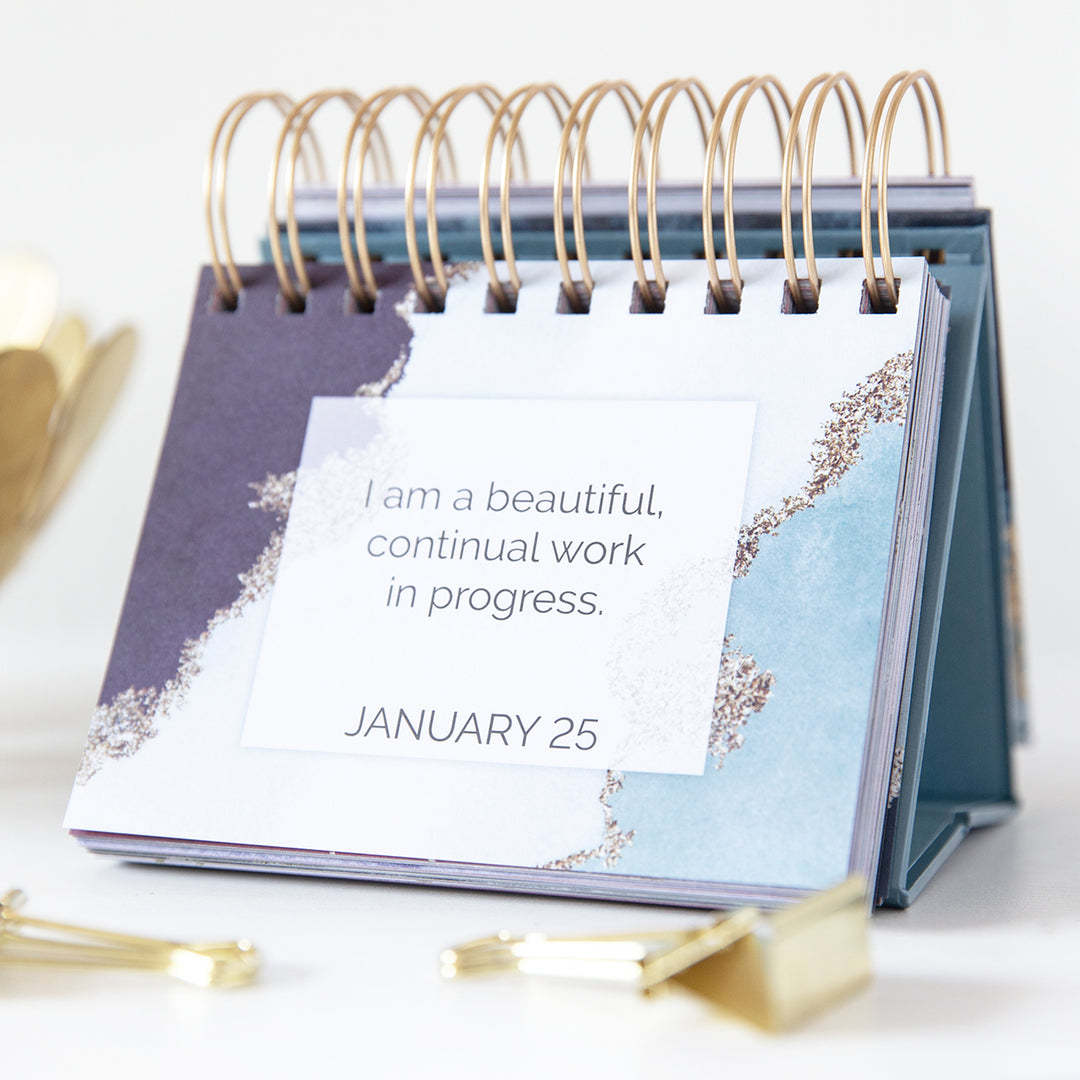 Hand-lettered Perpetual Inspirational Desk Calendar / Easel - Bloom Daily Planners