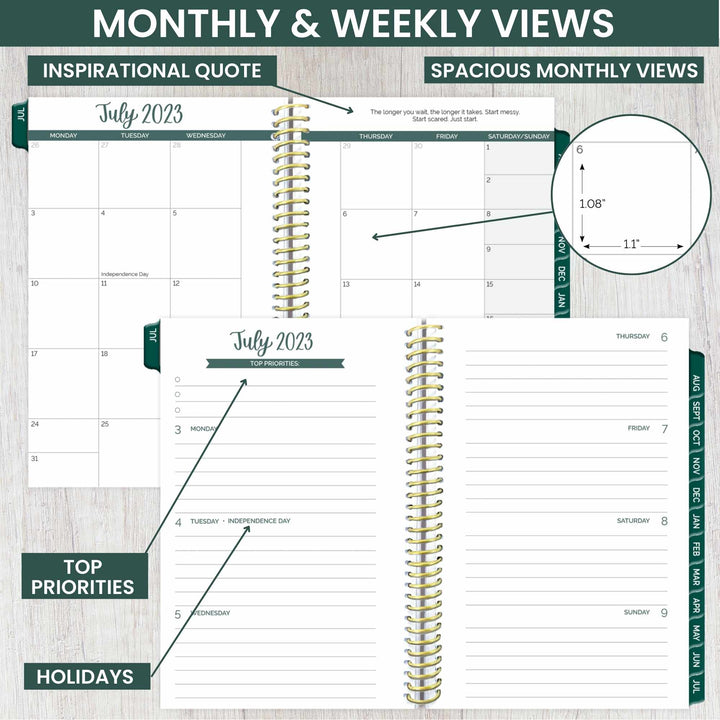 2023-24 Soft Cover Planner, 4" x 6", Earthy Abstract, Green