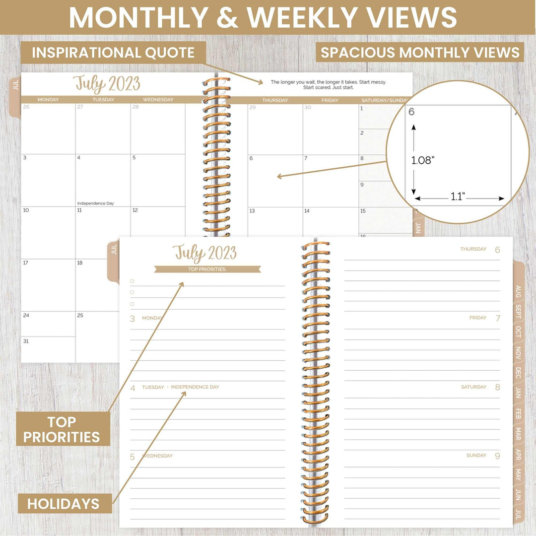 2023-24 Soft Cover Planner, 4" x 6", Tan Leopard