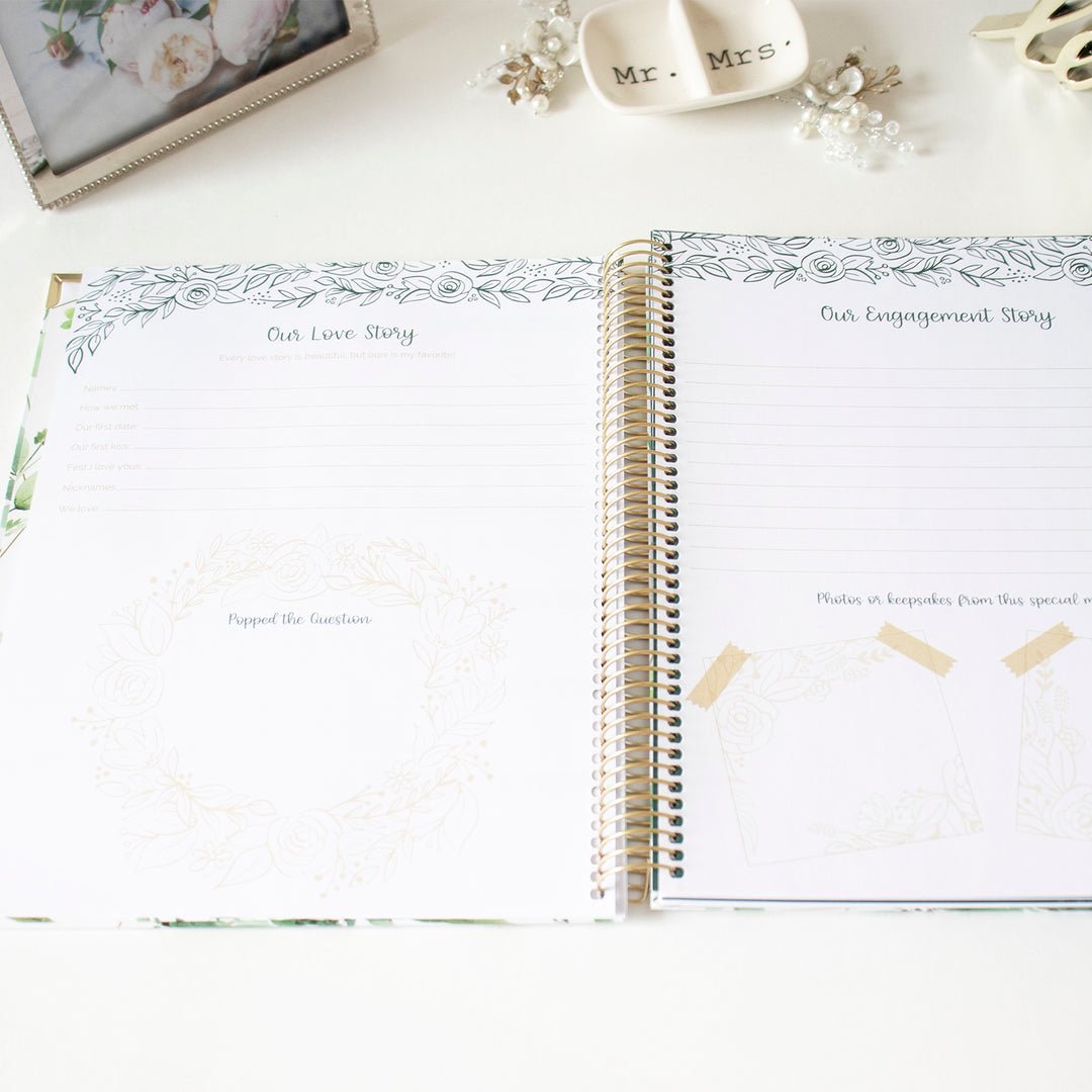 Bloom Daily Planners Wedding Planner & Calendar, Planning Our Forever, 9 inch x 11 inch, Green
