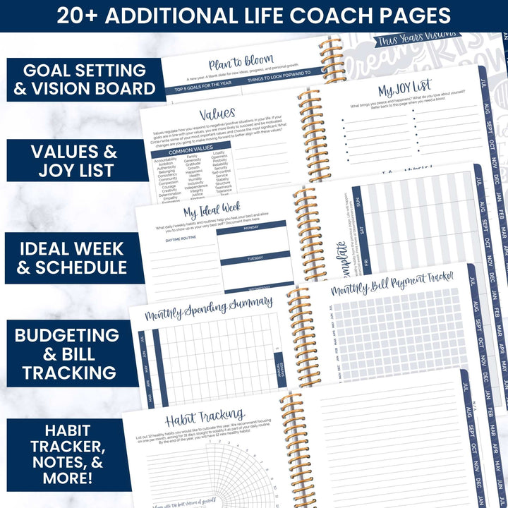 2023-24 Soft Cover Planner, 5.5" x 8.25", Modern Abstract, Navy