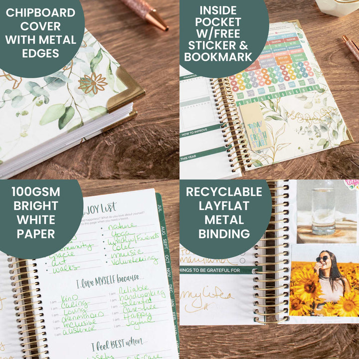 2023-24 Hard Cover Planner, 5.5" x 8.25", Eucalyptus