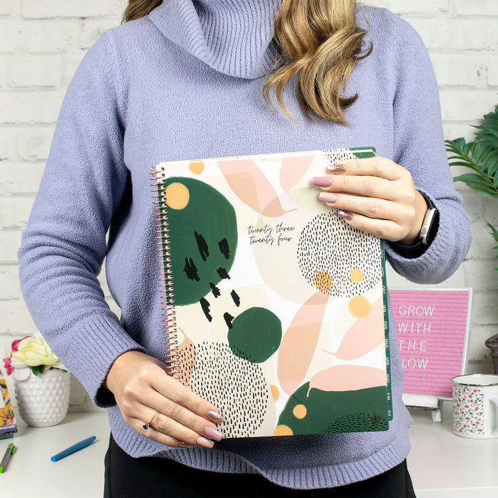 2023-24 Soft Cover Planner, 8.5" x 11", Modern Abstract, Green