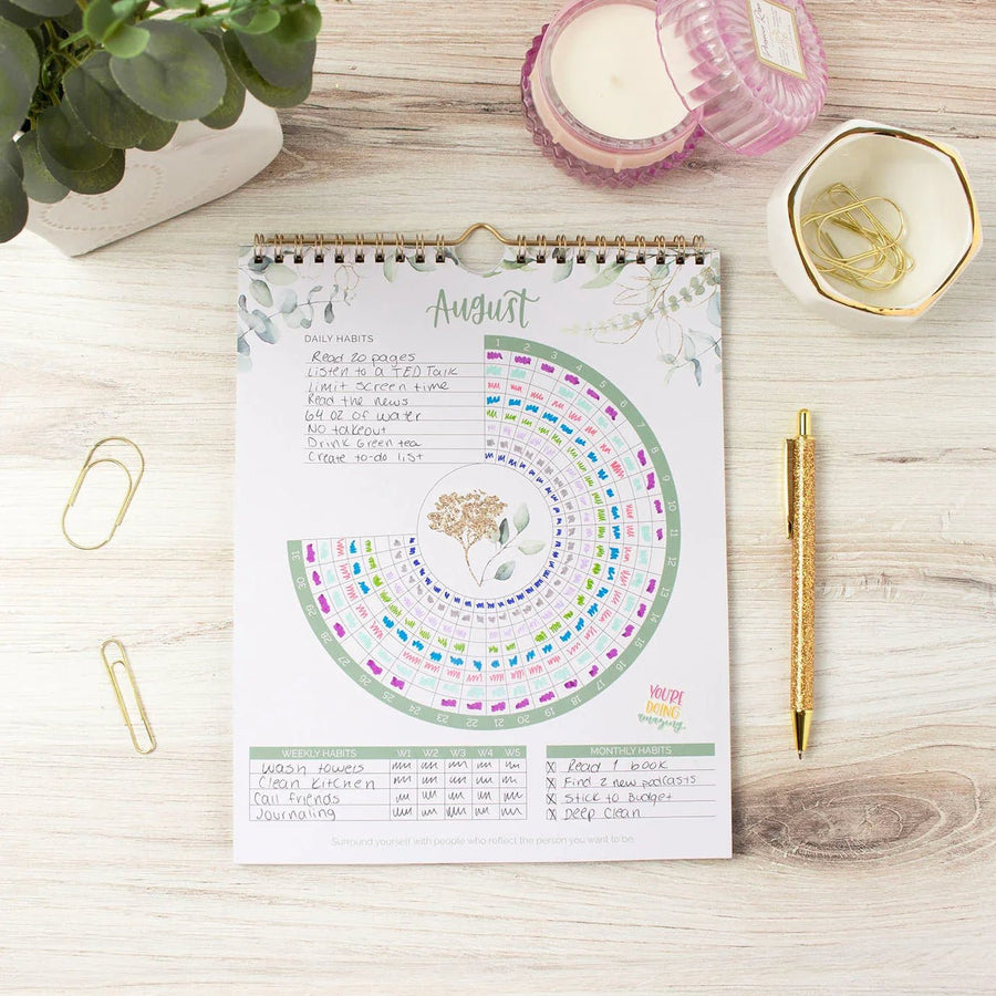 Habit Tracking Calendar, 8” x 10”, Greenery – bloom daily planners