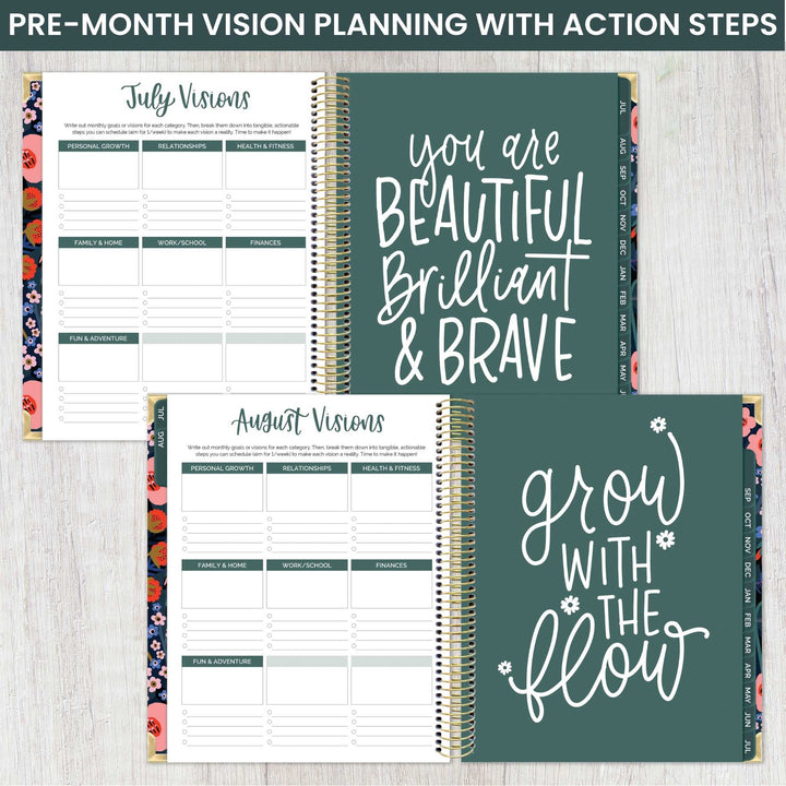 2023-24 Hard Cover Vision Planner®, 7.5" x 9", Poppy Meadow, Blue