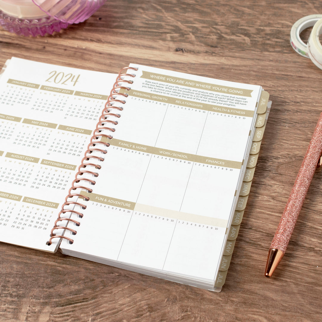 2023-24 Soft Cover Planner, 4" x 6", Tan Leopard