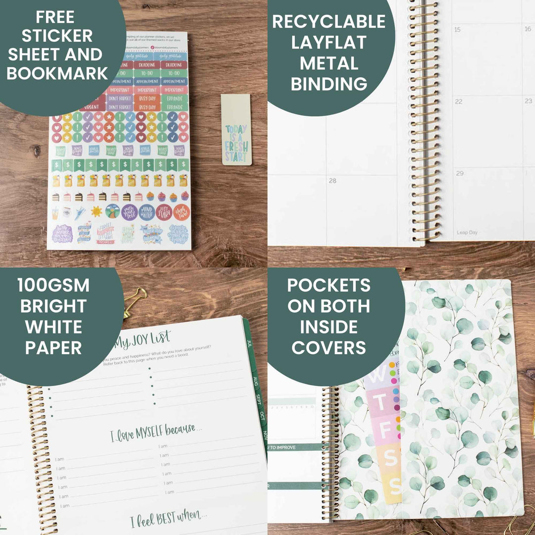 2023-24 Soft Cover Planner, 8.5" x 11", Boho Greenery