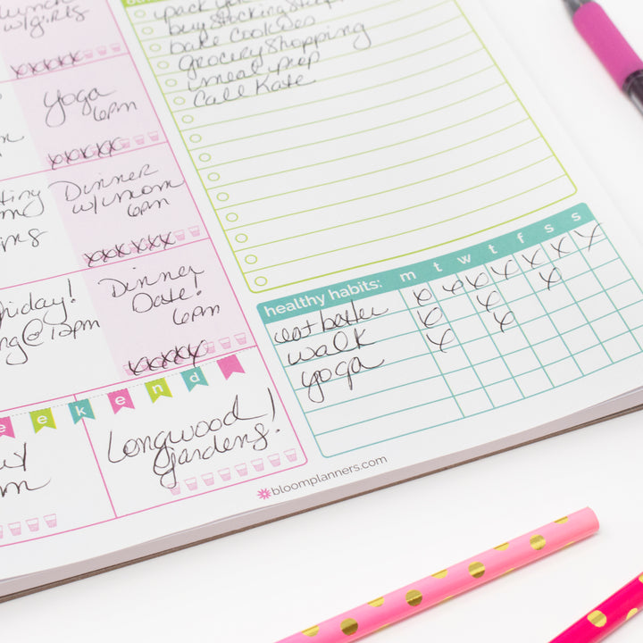 Planning Pad, 8.5" x 11", Weekly Planning System, Bloom