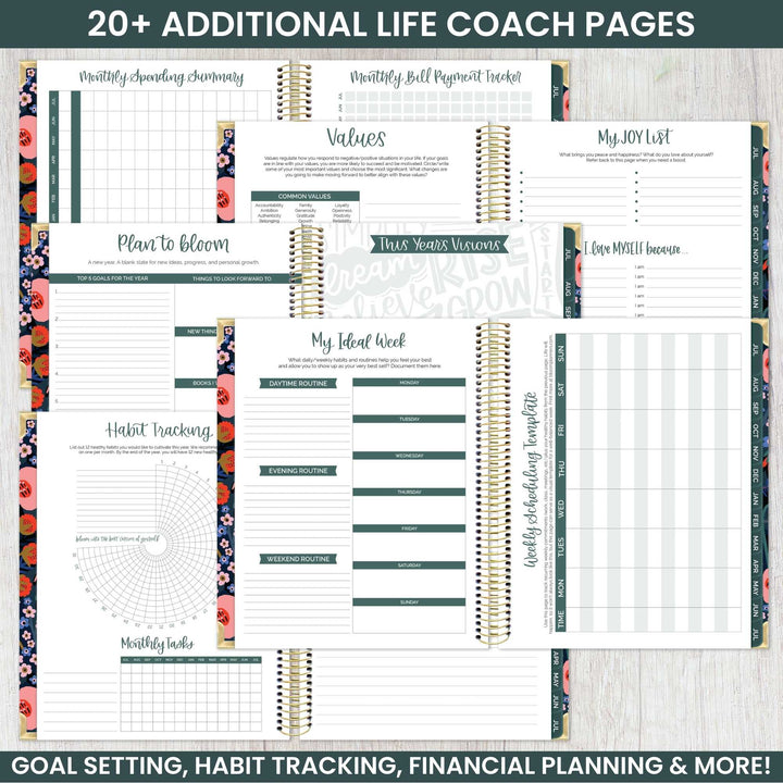 2023-24 Hard Cover Vision Planner®, 7.5" x 9", Poppy Meadow, Blue