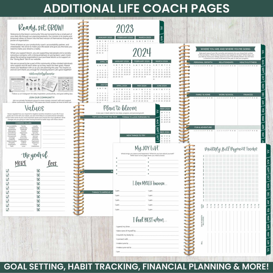 2023-24 Soft Cover Planner, 4" x 6", Modern Abstract, Green