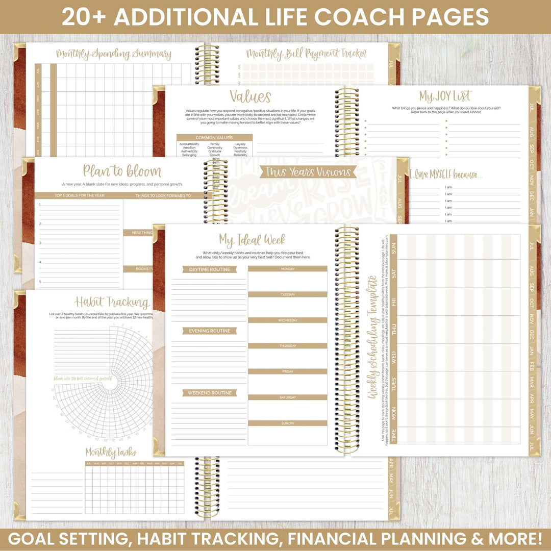 2023-24 Hard Cover Vision Planner®, 7.5" x 9", Earthy Abstract, Blue