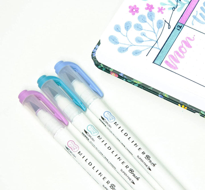 Zebra Pen Journaling and Lettering Set - Mildliners, Brush Pens, Sarasa Gel Pens, Pastel Ink Colors, 18-Pack