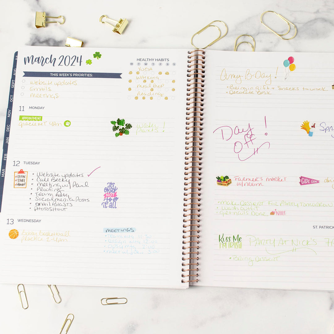 2023-24 Soft Cover Planner, 8.5" x 11", Modern Abstract, Navy