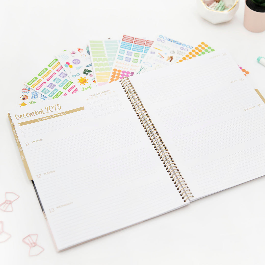 2023-24 Soft Cover Planner, 8.5" x 11", Earthy Abstract, Blue