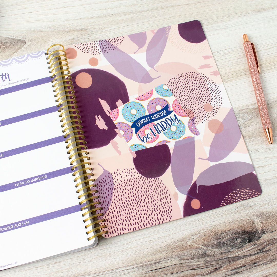 2023-24 Soft Cover Daisy Student Planner, 7" x 9", Modern Abstract, Purple