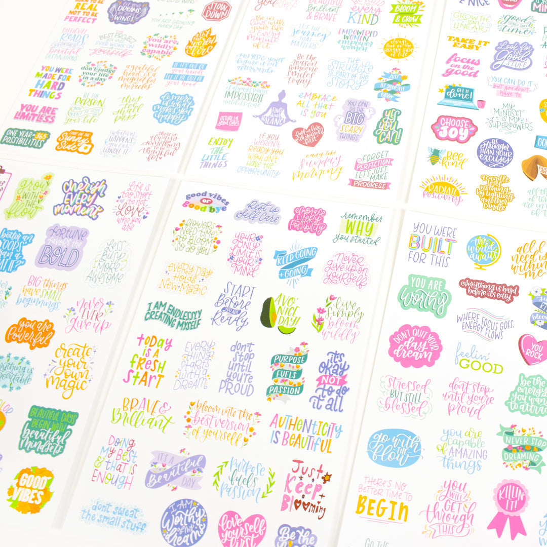 12 Sheet Quote Stickers for Journaling Scrapbooking Supplies, Word