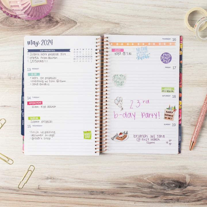 2023-24 Soft Cover Planner, 5.5" x 8.25", Modern Abstract, Navy