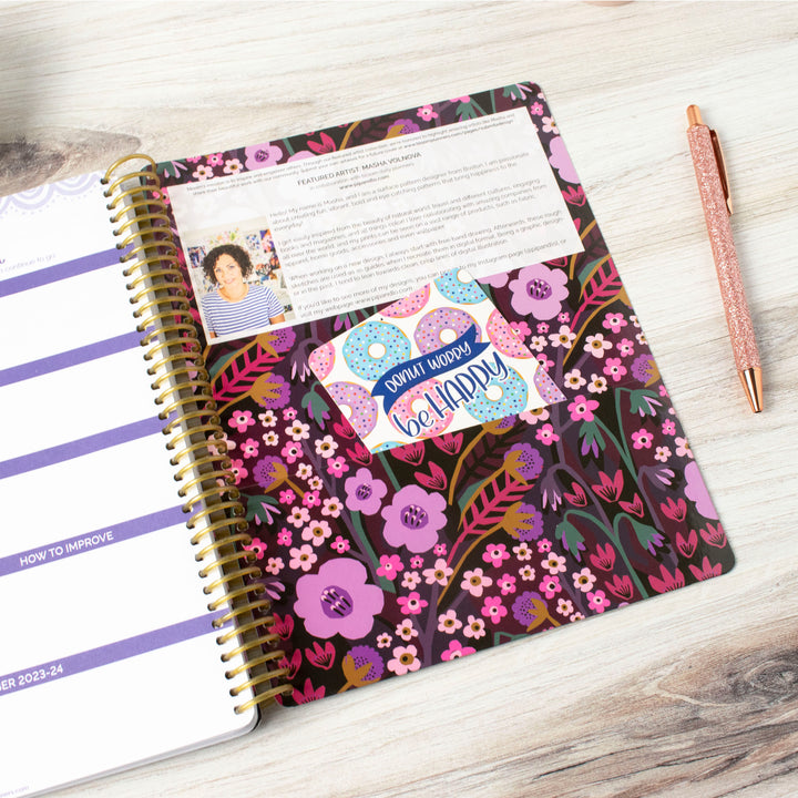2023-24 Soft Cover Daisy Student Planner, 7" x 9", Poppy Meadow, Purple