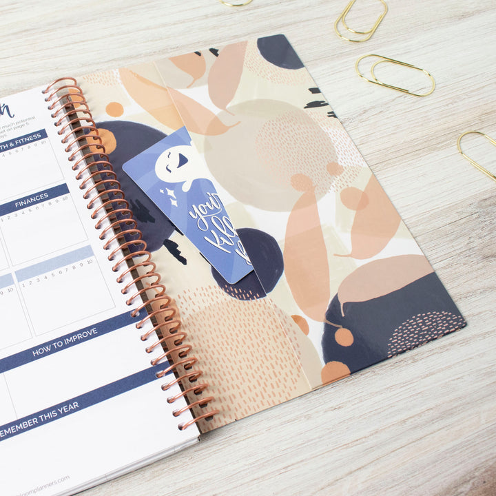 2023-24 Soft Cover Planner, 5.5" x 8.25", Modern Abstract, Navy