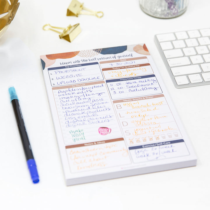 Planning Pad, 6" x 9", Daily Planning System, Earthy Abstract